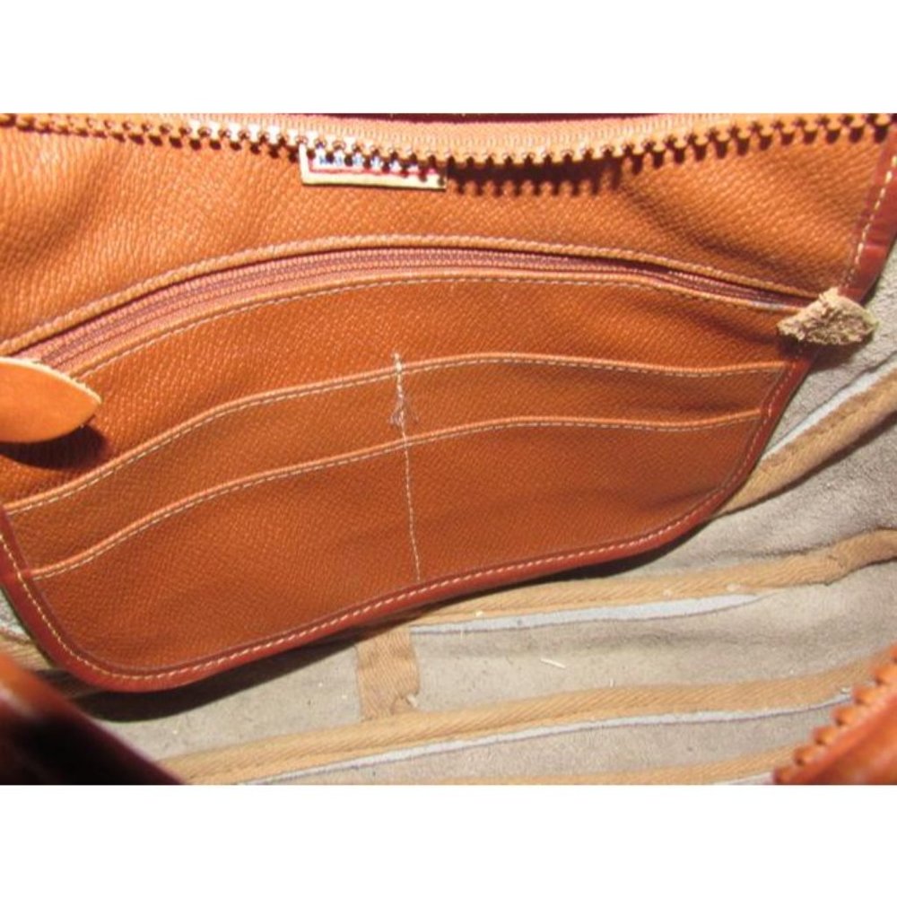 Dooney And Bourke Vintage Taupe & Cognac Brown Leather  HOBO Shoulder Bag - Picture 10 of 16